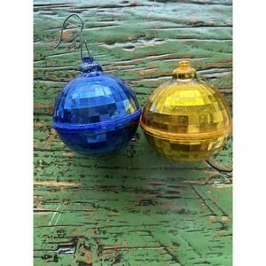 Vintage Disco Ball Ornaments Blue And Gold